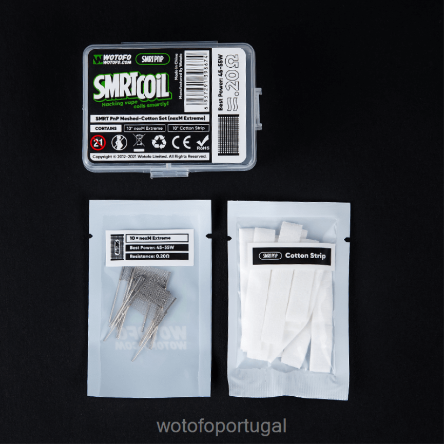 N8J6ZL390 Wotofo SMRT conjunto malha-algodão pnp nexmesh frio | Wotofo Disposable Vape