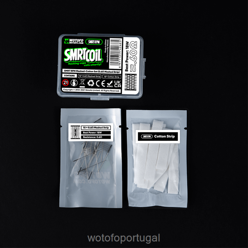 N8J6ZL422 Wotofo SMRT conjunto de malha-algodão rpm Malha de 0,4 ohm + algodão | Wotofo Lisbon