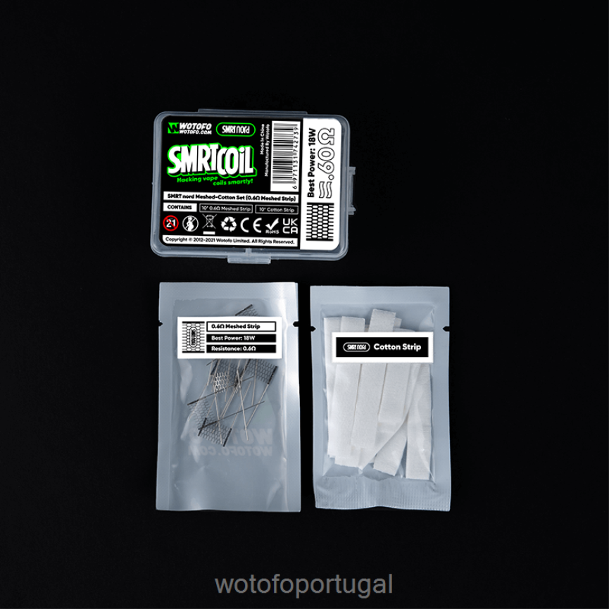 N8J6ZL423 Wotofo SMRT conjunto nord mesh-algodão Malha de 0,6 ohm + algodão | Wotofo Flavors